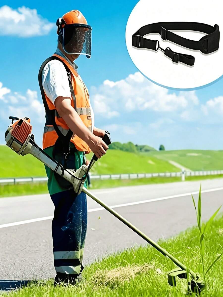 Adjustable Trimmer Strap With Ergonomic Shoulder Pad And Metal Clip, Durable Fabric With Back Support, Comfortable Fit Lawn Mower Accessory, Suitable For Men And Women, Stable Connection For Mowing And Yard Work