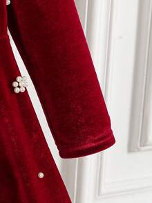 Girls' New Spring/Autumn Long Sleeve Fashion Casual Dress For Christmas - Burgundy - View 6