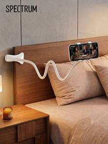 Flexible Phone Clip Holder, Adjustable Long Arm Slouchy Phone Stand Clip Mount, Minimalist White Desktop Bedside Smartphone Holder, Suitable For Watching Movies And Reading - White 1pc - View 4