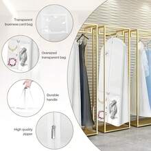 Wedding Dress Storage Bag, 70 Inch Long, 8 Inch Deep Wedding Dress Storage Bag With Pockets, 3 Pockets, Extra Wide Bottom Wedding Dress Storage Bag, Suitable For Travel And Closet Organization, Long Dress Storage Bag, 300D Polyester, Large Capacity Accessory Pockets, Foldable. - Multicolor - View 5