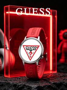 GUESS  Unisex Quartz Watch 42mm Silver Stainless Steel Case White Dial Classic Red Triangle Logo V1001M1 - one-size - View 12