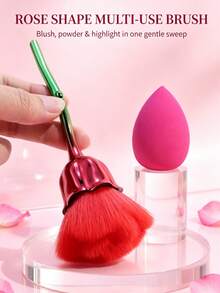 Single Rose Shaped Multi-Function Makeup Brush, Large Powder Brush, Blush Brush, High Aesthetic Value, Portable Makeup Tool - Multicolor - View 14