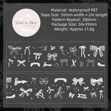 PET Die-Cut Planner Washi Tape, Transparent Base White Ink Printed Lace Bow Stickers Tape, No-Cut Die-Cut Process, Multiple Bows, Ribbons, Lace Patterns, Exquisite And Transparent Design, Moderate Adhesion Without Damaging Paper, Easy To Tear, Suitable For Planner Collage, Photo Album Decoration, Diary Borders, Guka DIY, Gift Wrapping, Korean Ins Gentle Atmosphere, Suitable For Planner Enthusiasts And Students, Create Clean And Fresh Page Effects, Highly Attractive Creative Decorative Tape - A - View 7
