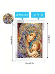 1pc 5D Diamond Painting Kit, Virgin Mary Theme, Colorful Round Acrylic Rhinestones, Full Drill DIY Set, Suitable For Home Wall Decor And Creative Gift, Ideal Choice For Holidays - Sets - View 8