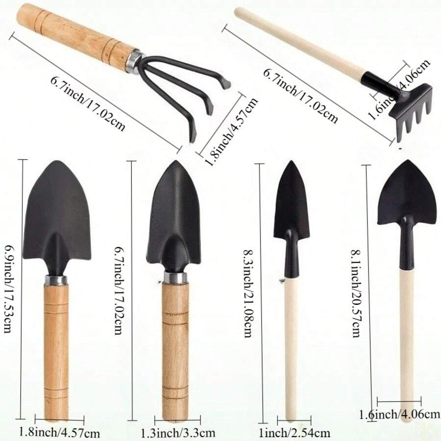 6pcs Mini Gardening Tool Set - Flower Planting Potted Plants And Small Gardening Tools - Wooden Handle For Transplanting Seedlings, Cultivating And Weeding Flowers And Vegetable Seedlings - Suitable For Precise Gardening Operations