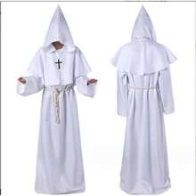 2026 Adult Medieval Warrior Monk Wizard Priest Cosplay Robe, Halloween Fancy‑Dress Costume - White - View 2