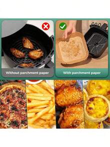 1/50/100/200pcs Square Disposable Air Fryer Liners (6.3 Inch/8 Inch), Paper Air Fryer Liners, Paper Basket Bowls, Baking Trays, Oven Accessories, Baking Tools, Kitchen Gadgets, Kitchen Accessories - Multicolor - View 12