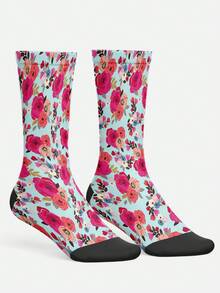 Cool 360° Printed Men's Socks - Streetwear Socks,Retro Floral,Painting Style Flowers,Colorful,Funny Socks, Fit Daily, Holiday & Party Occasions - Multicolor - View 2