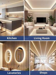 USB LED Light Strip, White & Warm White Indoor Background Light With Push-Button Controller, Easy Installation For Living Room, Holiday Party, Home Decoration - Multicolor - View 5