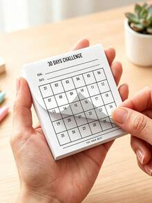 Minimalist 30-Day Challenge Habit Tracker Notebook, Undated Grid Goal Tracking Journal, Daily Task List Notepad, Self-Discipline Check-In Sticky Note,Journal Scrapbook Insert Tool, Office Goal Planning Stationery Supplies - A - View 6