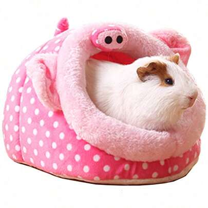 1 pieza Nido de tela con forma de animal, suave y semi-cerrado, adecuado para hámsters y cobayas, apto para mascotas pequeñas en todas las estaciones