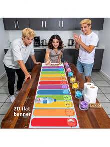 1pc 2D Interactive Desktop Game Banner/Party Banner, Atmosphere-Creating Multiplayer Game Tablecloth, Reusable, Suitable For Team Building, Company Gathering, Family Party, Game Props, Holiday Party, Christmas And New Year Supplies - One Size Fits All - View 2