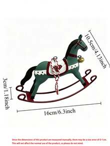 Vintage American Style Tin Rocking Horse Pendant, Red White Green Printed With Bell, Christmas Tree Holiday Decoration Hanging Ornament, Soft Home Decor - Multicolor - View 14