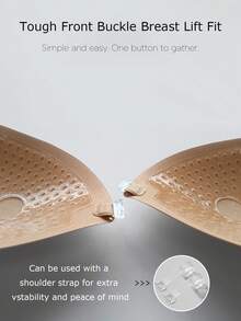 1pc Triangle Invisible Silicone Adhesive Bra, Transparent Detachable Padding Design, Khaki Front Closure Bra, Suitable For Wedding, Party And Daily Wear - Multicolor - View 7