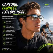 Fashion AI Smart Glasses, Supports 100+ Languages Voice Translation, 800W Camera, Vlog Recording, Bluetooth Calls, Music And Voice Recording, Modern Half-Frame Design, Unique Gift For Christmas, Birthday And Special Occasions - View 17