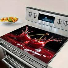 (Hot !!) 1pc 2D Cherry Pattern Flat Stove Protector Mat And Non-Slip Heat-Resistant Rubber Stove Cover Pad Suitable For Induction Cooktop, Glass Cooktop And Multi-Function Scratch-Resistant Mat, Also Can Be Used As Oven, Washing Machine, Dryer And Kitchen Decor Best Choice. - Multicolor - View 9