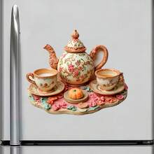 Vintage Floral Teapot And Teacup Set Where The Afternoon Steeps In Rose-Scented Grace Keepsake For All Metal Surfaces Throughout The Home - A - View 2