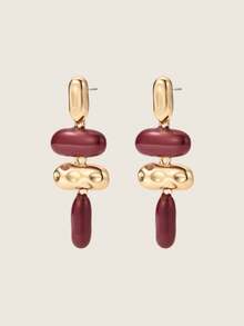 Valisandre 1 Pair Exaggerated Asymmetric Geometric Enamel Dangle Earrings, European And American Style - Multicolor - View 4