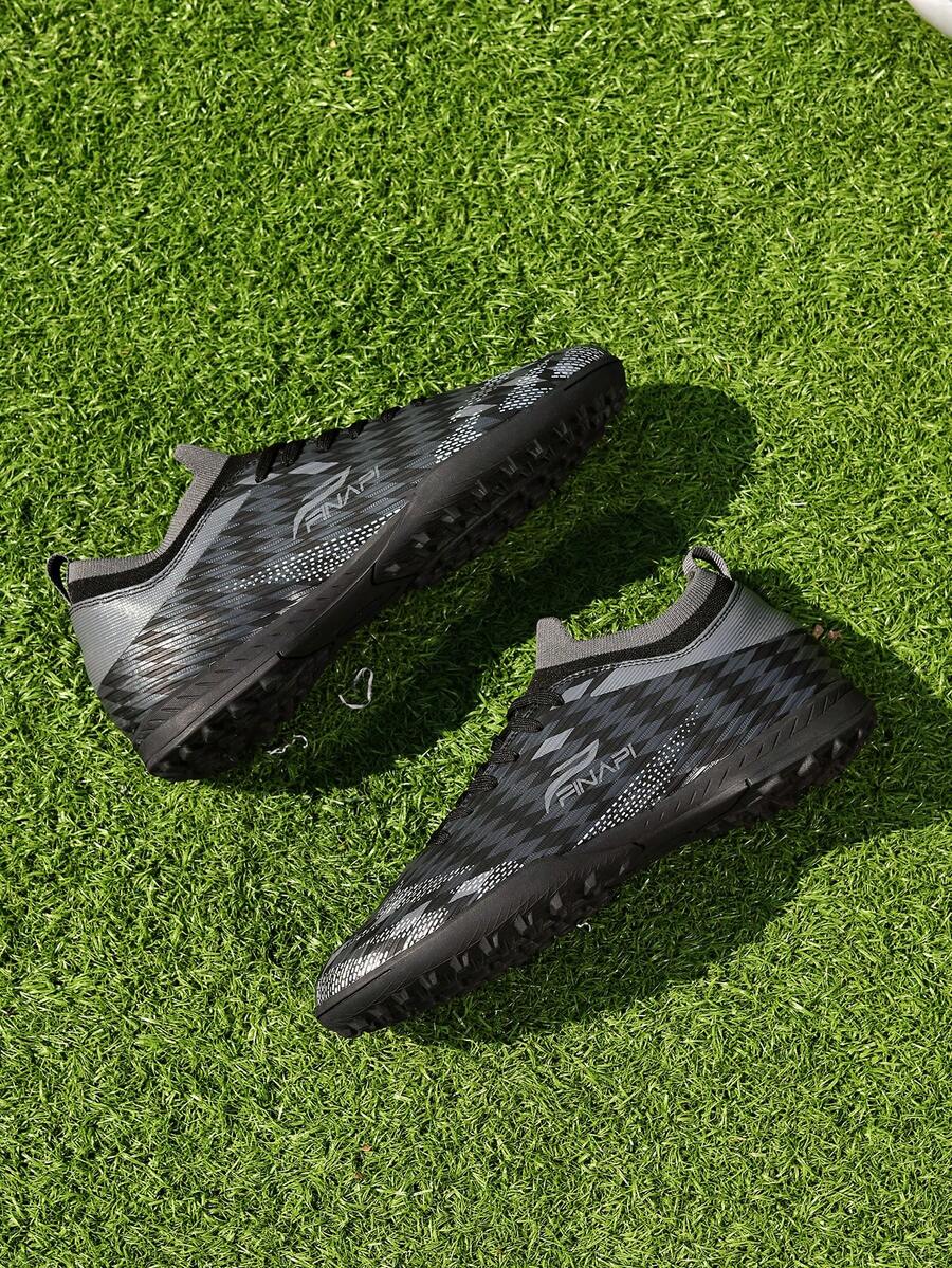 1 Pair Unisex Adult & Youth Student TF Short Stud Soccer Cleats For Competition And Training, Professional American Football Shoes For Outdoor Natural Grass And Soft Turf - Black - View 1
