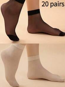 3/6/10 Pairs Women's Apricot 15D Thigh-High Socks, Anti-Puncture, Core-Spun, Sexy, Ultra-Thin, Ultra-Transparent, Versatile For JK, Over-The-Knee Socks, Home, Commute, Party, Gift - Apricot - View 16