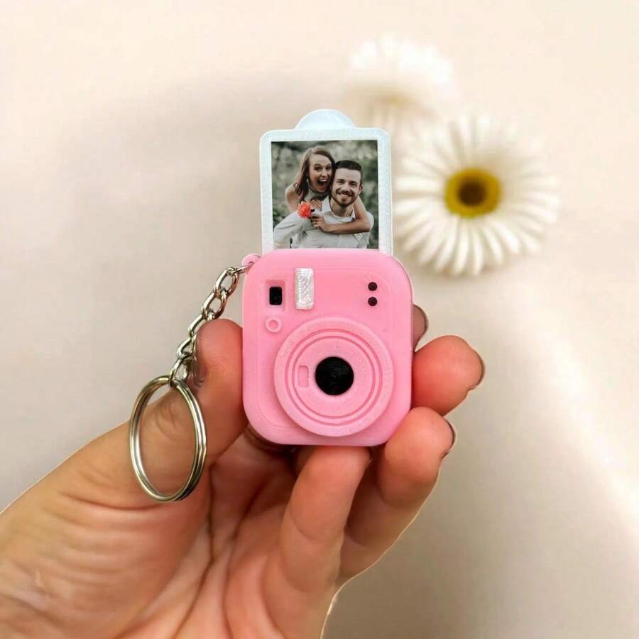 1pc 3D‑Printed ‑Style Keychain, Insertable Mini Photo Charm, Creative DIY Picture Pendant, Personalized Bag & Car Key Accessory For Gift Giving - Multicolor - View 1