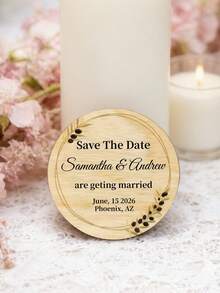 Custom Text Wedding Save The Date Fridge Magnets, Personalized Wooden‑Look Wedding Announcement Magnets,Custom Wedding Invitation Refrigerator Magnets - Multicolor - View 12