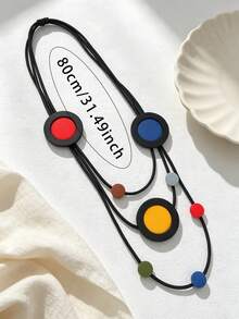 MARLIWOO 1pc Bohemian Colorful Personalized Exaggerated Multi-Layer Vintage Neckpiece Fashion Party Necklace - Colorful - View 5