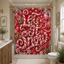 1pc/4pcs Christmas 3D Candy Cane Multi-Function Bathroom Decor Shower Curtain Set, Free 12 Hooks, Premium Holiday Atmosphere, Bathroom Mat U-Shaped Floor Mat And Round Toilet Lid Cover, Suitable For All Christmas Scenes Decoration - 3D Candy Cane - View 11