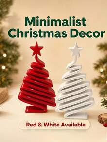 Minimalist Modern Small Christmas Tree Tabletop Decor - Elegant Compact Xmas Tree Ornament With Branches & Suitable For Living Room, Dining Table, Hallway, Cabinet - Lightweight Plastic Holiday Decoration For Small Spaces, Year-Round Use - One Size Fits All - View 1
