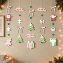 Christmas Party Decoration Wall Hanging, Holiday Celebration Pom Pom Garland, Elderly Christmas Tree Snowman Pendant - Christmas - View 16