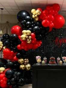 115pcs Red‑Black Balloon Arch Kit; 5/10/12/18 Inch Balloons In Black, Red And Gold, Suitable For Birthday, Baby Shower, Wedding, Engagement And Anniversary Party Decorations - Black Red Gold - View 4