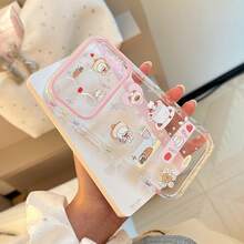 Kavenfort Transparent Sweet Berry Cat Cake Cute Cat Illustration Phone Case, Compatible With Apple 18 Pro, 16 Transparent Sweet Color 17 Multicolor Side 15 Soft Shell, Cute, Creative, Geometric, Cartoon Style, Fresh, Niche, Ins Style - Clear - View 5