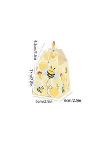 25/15/5/1pc Yellow Bee Honeycomb Pattern Gift Boxes, Cartoon Little Bee Print Candy Paper Boxes, Party Favor Candy Dessert Handheld Packaging Boxes - Multiple Styles - View 6