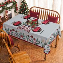 1pc Christmas Gnome Elf Snowflake Pine Branch Red Berry Print Rectangular Tablecloth, Suitable For Holiday, Party, Birthday, Dinner, Restaurant Table Decor, Christmas Home Autumn/Winter Decoration - Multicolor - View 10