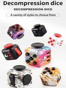 1pc Stress Relief Dice Handle Cube, Toy, Sensory Toy, 6 Different Functions, Relieve Stress And Anxiety, Pass Time, Finger Toy, Office Classroom Toy, Adult Gift (Colorful) - Multicolor - View 5