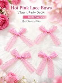 20pcs/Lots 8*11cm Multicolor Lace Bows, Decorative Hollow Lace Ribbon Bows, Soft Handmade Bow Ornaments For Gift Wrapping, Wedding, Party, DIY Craft, Hair Accessories Decoration - Lace Bow - View 7