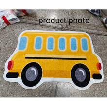 1pc Cartoon Yellow School Bus Shaped Doormat, Decorative Rug, Bedroom Decor, Floor Mat, Carpet, Home Decor, Living Room Rug, Small Living Room Rug, Bedroom Rug, Living Room Home Decor, Outdoor Rug, Washable Rug - Multicolor - View 3