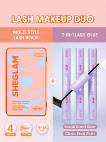 SHEGLAM [2 قطعة] مجموعة Lash Pages من عناقيد الرموش الهجينة متعددة الأنماط مع لاصق Flex Bond ومانع تسرب الرموش - الأسود - مشاهدة 2