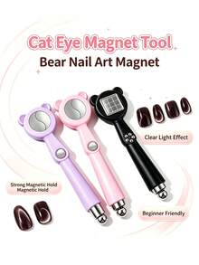 Double-Sided Multi-Function Strong Nail Art Magnetic,For Cat Eye Gel Polish Nail Magnet Tool Magic Manicure Tools Professional & DIY Manicure Pedicure, Professional Salon Quality Multifunctional Magnet,3D Magnetic Nail Design Accessory Tools. - Multicolor - View 2
