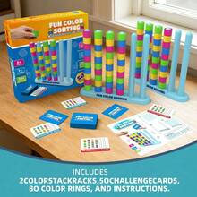 1 Set Colorful Stacking Challenge Game, Bead Color Matching Educational Toy, Concentration Training Beads, Educational Toy, Board Game Gift, Family Party Battle Toy - Multicolor - View 4