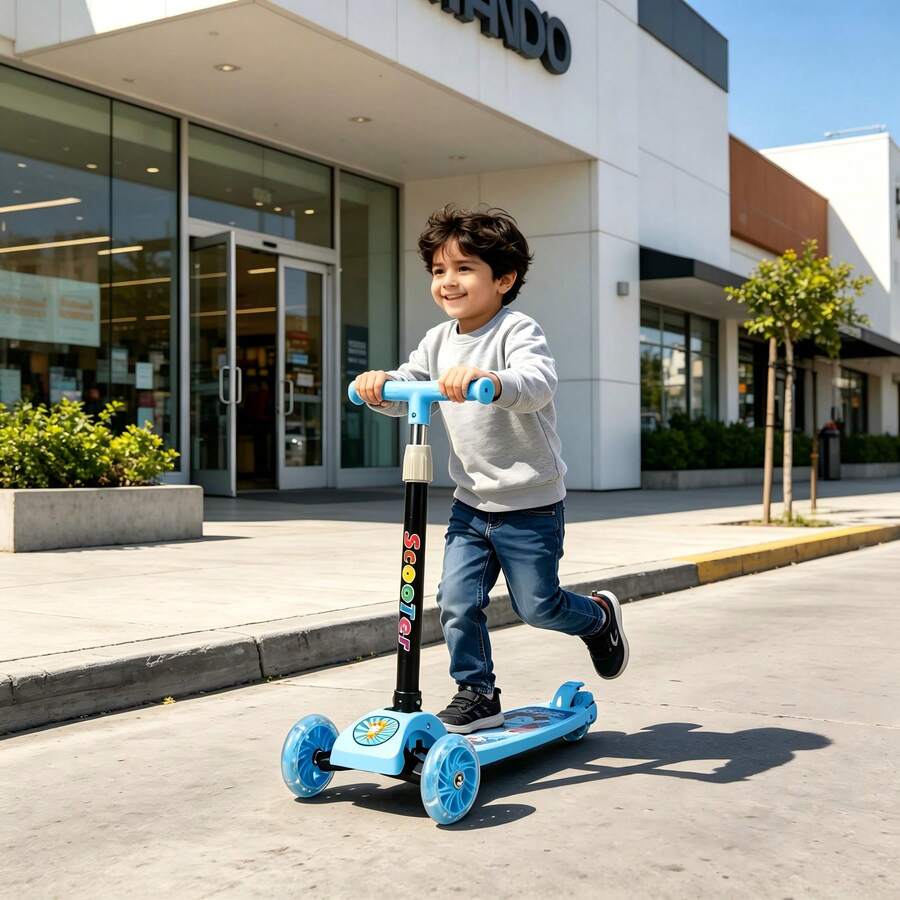 Patinete para Niños de 3 Ruedas con Luces LED, Plegable Ajustable en Altura Scooter Infantil para Niñas y Niños 2 a 8 Años