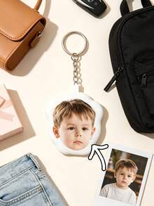 Personalized Photo Keychain, Custom Mini Picture Key Ring, Bag Charm & Car Key Decor, Backpack Pendant Gift - Multicolor - View 7
