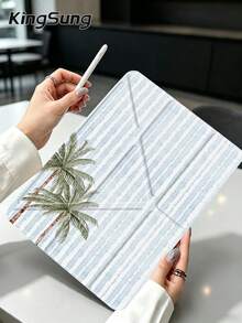 Kingsung Coconut Tree & Stripes Pattern Y-Shaped Folding Acrylic Tablet Case Compatible With Samsung Tablets/Pad Mini6/7/9.7/10.2/10.5/10.9/12.9/Pro 11, 10th Generation, Protective Cover Supports Multi-Angle Adjustment, Six Ways To Place The Bracket, Built-In Pen Slot, Anti-Drop Protection, Automatic Wake/Sleep.Compatible With Kindle Paperwhite 12th Gen 2024,Kindle 11th Gen 2022,Clara Colour. - Multicolor - View 6