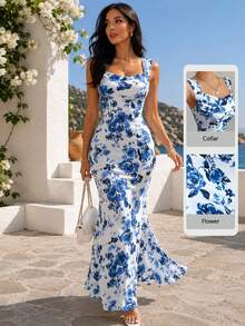 Women Long Dresses - Blue - View 1