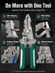 Multifunctional Wire Stripper, Anti-Slip Fast Stripping And Cutting, Stripping Range 0.8-2.6mm², Suitable For Professional Electricians, Foldable Wire Stripper. Applicable To Electrical Engineering, Home Appliance Repair, Home Renovation, Automotive Repair And Marine Maintenance. - 12-in-1 Wire Stripper - View 7