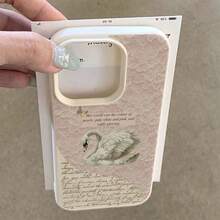 1件個性化天鵝波點圖案美學圖案黑色液態直邊手機殼，適用於 iPhone 16/16 Pro/16 Plus - 彩色 - 查看 5