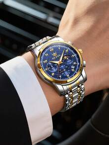 OLEVS 2983 Men Watch Original Moon Phase Quartz Watch Waterproof Luminous Date Watches For Man Gifts Casual Fashion Relo - One Size - View 3
