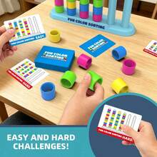 1 Set Colorful Stacking Challenge Game, Bead Color Matching Educational Toy, Concentration Training Beads, Educational Toy, Board Game Gift, Family Party Battle Toy - Multicolor - View 2