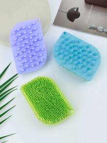 1pc Silicone Scalp Massager Shampoo Brush, Scalp Cleaning Comb, Silicone Bath Brush, Dry And Wet Use Body Scrubber - Multicolor - View 1