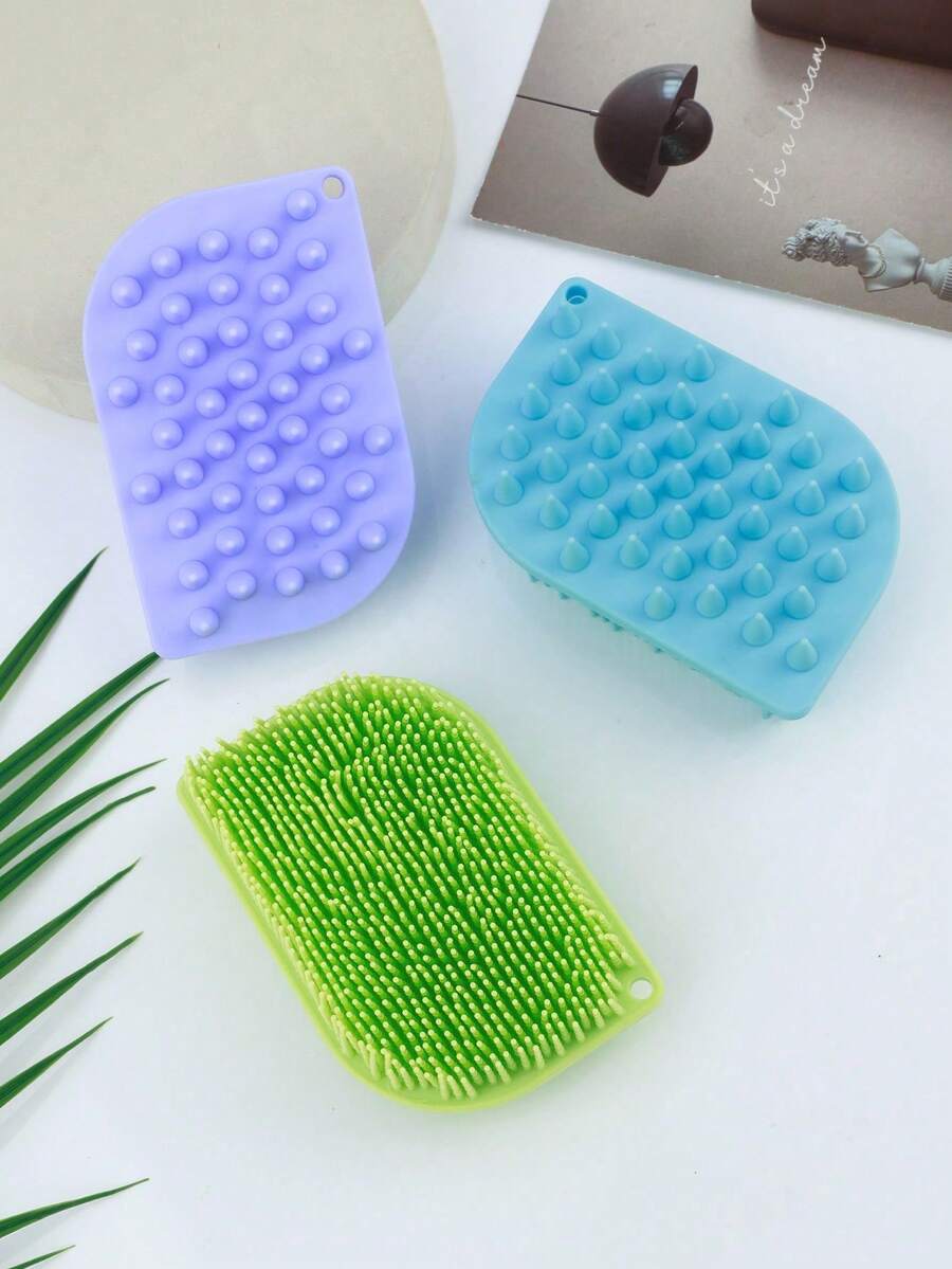 1pc Silicone Scalp Massager Shampoo Brush, Scalp Cleaning Comb, Silicone Bath Brush, Dry And Wet Use Body Scrubber - Multicolor - View 1